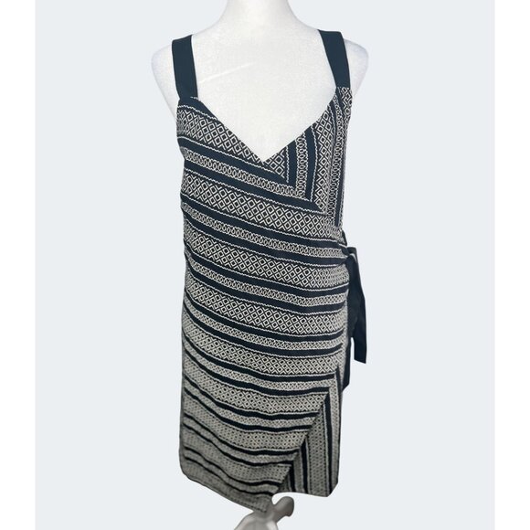 Venus Black & White Geometric Print Sleeveless Wrap Dress Beach Cover-up Medium - Picture 1 of 15